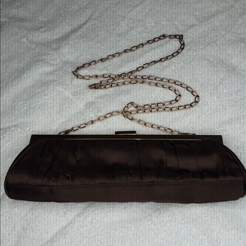 CACHE Handmade Satin Brown Evening Prom Clutch Bag